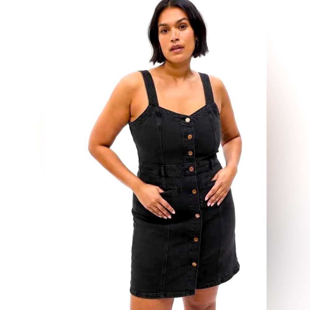 Gap Washwell Black Denim Button-Down Dress